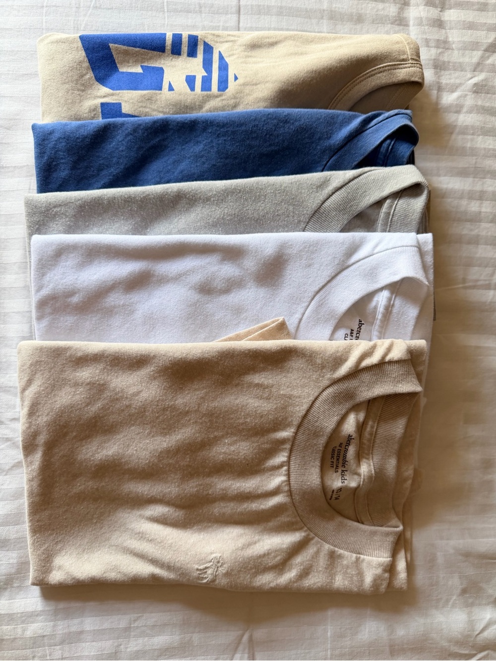 Bundle for kids-Assorted Crew Neck Tees in Beige, Blue, Gray & White